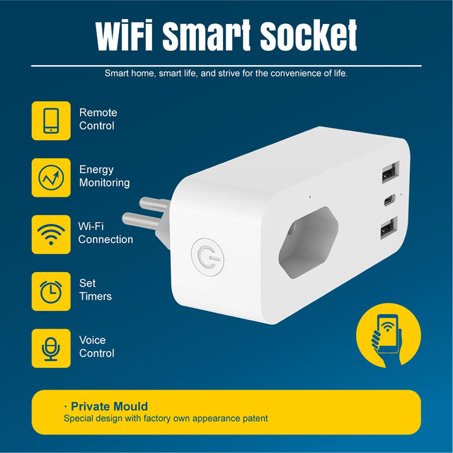 High Quality Tuya WiFi Smart Plug With USB Charging Energy Monitoring Remote Control Timer Smart Socket