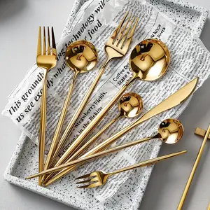 Mirror Polish Flatware Catlery Set Gold Cutlery Luxury Sustainable Metal Cutlery Giveaways Stocked