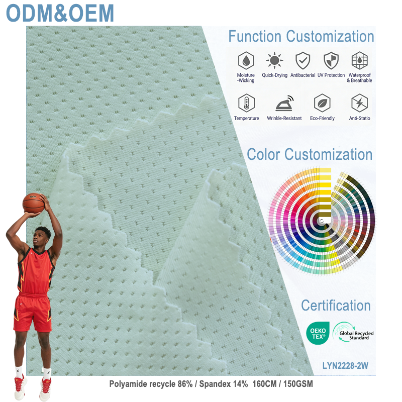 Recycled Ultra Fine Birdseye Mesh Fabric Breathable Quick-Dry Lightweight for T-Shirts Sportswear Running Wear Eco Apparel