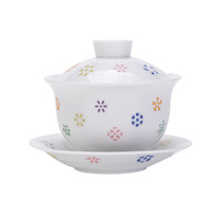 Service à thé en porcelaine colorée exquise de Jingdezhen, résistant à la chaleur, avec tasses, soucoupes, gaiwan, ensemble complet Kung Fu, souvenir