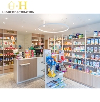 Comptoir de présentation pour pharmacie, étagères murales durables sur mesure pour mobilier de magasin médical