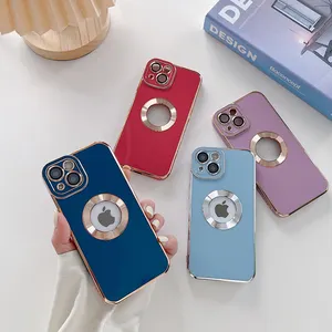 Luxury Phone Cover Colorful CD Lens Protector Hollow soft tpu Electroplated Phone Case For Iphone 14 Plus 13