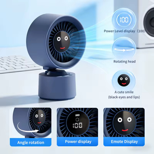 Mini Desktop Fan Cute Cartoon Emojis Small Table Fan 3600mAh Battery with Power Display Rechargeable Portable Desk Fan - Product Image 2
