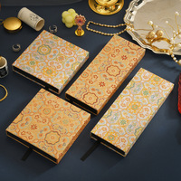 Boîte à bijoux en papier à motif floral vintage chinois, avec tiroir coulissant, grande, carrée, longue, rectangulaire, étui flottant en film PE avec languette à ruban