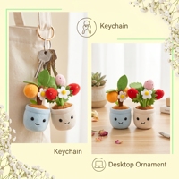 Porte-clés en peluche en forme de plante en pot, mignon, fraise et orange, poupée fruit en peluche douce, breloque de sac, pendentif pour sac à dos, sac à main, cadeau