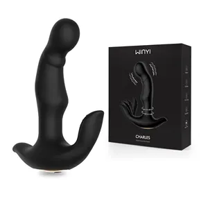 2023 Trending Silicone Vibrating Prostate Massager with Rotating Beads 10 Stimulation Patterns Anal Plug Sex Toy for Male