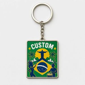 Llaveros Personalizados al por Mayor de Alta Calidad con Diseño de la Bandera de Brasil, Cadenas con Patrón de Cultura Tropical de Samba, Recuerdos Turísticos, Anillo para Llaves - Product Image 2