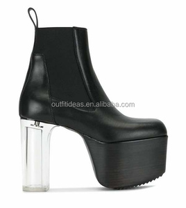 Botas de Tacón Alto Transparentes Unisex para Hombre, Lido Minimal Grill Beatle, 130 mm, Botas Chelsea de Cuero Genuino, Botas de Plataforma de Cuero - Product Image 5