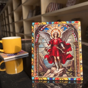 Venta al por mayor 3D en relieve de cerámica Belén ornamento dorado hecho a mano impresión Naturaleza muerta para la decoración del hogar acabado brillante - Product Image 3