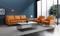 Canapé de bureau modulaire de luxe moderne 2 places en cuir synthétique de haute qualité avec accoudoirs confortables et structure en bois
