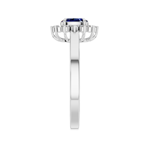 แหวนแซฟไฟร์สีฟ้าตัดวงรีสีทองหรูหราหรือสีเงินทรงรีประดับเพชรรัศมีเป็นอมตะ - Product Image 2