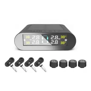 TPMS בודק לחץ צמיגים צג אנרגיה סולארית תצוגת LCD אזעקת אבטחת רכב מערכת ניטור לחץ אוויר בצמיגים