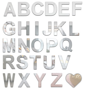 26 adesivi murali a specchio con lettere inglesi, autoadesivi, con testo creativo, decorazioni murali <span class=keywords><strong>di</strong></span> lusso per la casa - Product Image 1