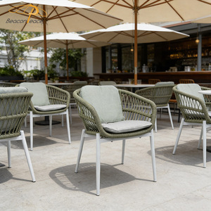 <span class=keywords><strong>Chaise</strong></span> de jardin moderne en corde <span class=keywords><strong>tressée</strong></span> pour l'<span class=keywords><strong>extérieur</strong></span>, mobilier de restaurant et café, chaises de salle à manger d'<span class=keywords><strong>extérieur</strong></span> avec cadre en aluminium et coussin - Product Image 1