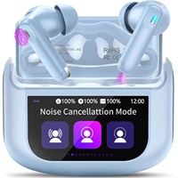 Casque audio sans fil véritable 2026 HE-076D JL LED avec écran tactile couleur, affichage numérique, pour le sport et le gaming, avec réduction de bruit active (ANC) et environnementale (ENC)