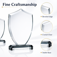 Logotipo Grabado con Láser Personalizado, Texto de Alta Claridad, Premio de Cristal en Forma de Escudo, Trofeo de Cristal