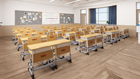 Nouveau mobilier scolaire philippin en panneau multicouche sur mesure, ensemble bureau et chaise individuels en bois pour salle de classe