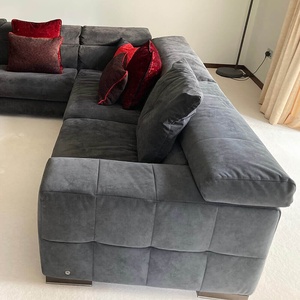 Thiết kế hiện đại cắt ghế sofa đặt phòng khách ghế sofa 7 chỗ ngồi ý <span class=keywords><strong>grey</strong></span> couches lớn L hình dạng nhung vải sofa - Product Image 5