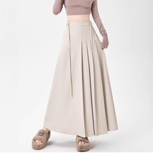 <span class=keywords><strong>Bleu</strong></span> <span class=keywords><strong>marine</strong></span> costume décontracté <span class=keywords><strong>jupe</strong></span> femmes automne 2025 nouvelle taille naturelle drapée sangle un moyen Long plissé en mousseline de soie - Product Image 2