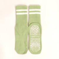 Chaussettes de yoga en coton GOTS OCS OEM antidérapantes avec grip en silicone, chaussettes de Pilates personnalisées, chaussettes de sport d'intérieur avec manchette de maintien