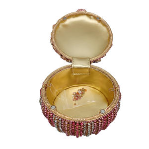 Sac de soirée pour femme, motif floral, strass, pochette scintillante perlée, sac à main en forme de boîte pour soirée - Product Image 6