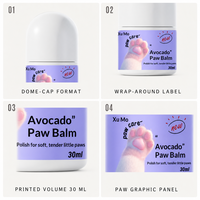 Baume pour pattes d'animaux en roll-on 30 ml, crème hydratante à l'avocat pour les pattes sèches et gercées des chiens, des chats et des chiots