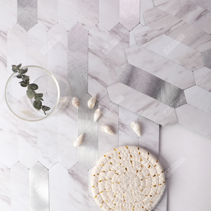 Piquet hexagonal en <span class=keywords><strong>marbre</strong></span> Pvc vinyle bâton <span class=keywords><strong>sur</strong></span> mosaïque auto-adhésif Peel And Stick carrelage pour douche salle de bains mur cuisine dosseret - Product Image 2