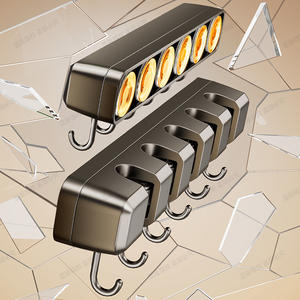 ตะขอแขวนติดผนังรูปทรงสี่เหลี่ยมผืนผ้า สีฟ้า ไม่ต้องเจาะผนัง ผลิตจากโลหะขัดเงาอเนกประสงค์ สำหรับจัดระเบียบห้องน้ำและระเบียง - Product Image 1