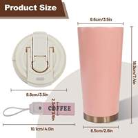 Gobelet isotherme en acier inoxydable à double paroi, 500 ml (20 oz), anti-fuite, avec logo personnalisé, poignée, couvercles, paille et anti-odeur, pour voiture