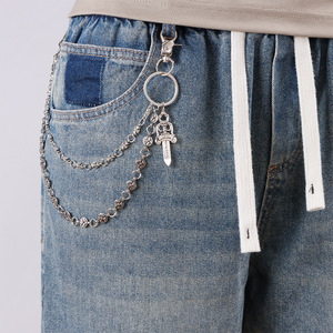 Chaîne de taille à double couche avec pendentif épée en alliage de zinc, unisexe, style hip-hop, pour usage quotidien - Product Image 3