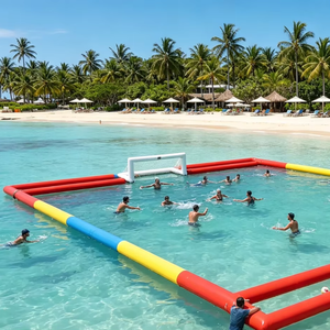 สนามฟุตบอลน้ำเป่าลมสำหรับชายหาดริมทะเล รีสอร์ท พร้อมชุดประตูเป่าลม 2 ชุด สำหรับวันหยุดฤดูร้อน ครอบครัว และกลุ่ม - Product Image 1