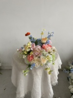 Boule de fleurs artificielles personnalisée de haute qualité M-FB138, rose bordeaux et bleue, pour décoration de mariage, fête, événement, centre de table