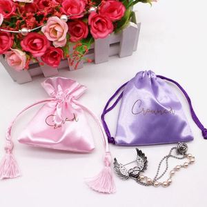 Sacs à cordon en satin personnalisés de haute qualité pour colliers, bracelets et bijoux, avec logo couleur/taille personnalisé, imprimé à l'écran, pour cadeaux - Product Image 4