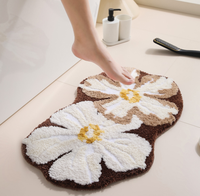 Tapis de salle de bain floral tapis tufté domestique tapis antidérapant pour porte de salle de bain