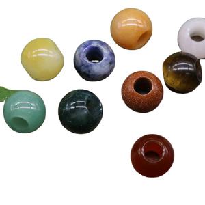 <span class=keywords><strong>Perles</strong></span> de pierre de cristal de guérison naturelle 5mm diamètre intérieur 12mm pierre précieuse d'agate grand trou pour la fabrication de bijoux à bricoler soi-même produit Nature en vrac - Product Image 4