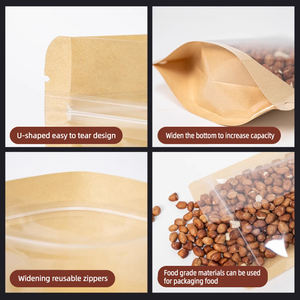 <span class=keywords><strong>Prix</strong></span> d'usine – Sachet Ziplock en papier Kraft transparent, résistant à l'humidité, pour emballage alimentaire, pochette à fond plat autoportante pour poudre protéinée épicée - Product Image 5