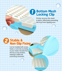 Grande <span class=keywords><strong>litière</strong></span> carrée pour lapins avec grille amovible, <span class=keywords><strong>bac</strong></span> de toilette en plastique facile à nettoyer pour lapins, cochons d'Inde et furets - Product Image 4
