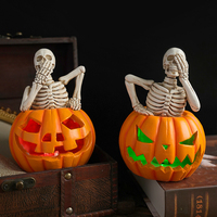 Horreur Squelette Citrouille Lumière LED pour Halloween Home Decor Jour des Morts Résine Squelette Mexicain Knick-Knack Modèle Modèle