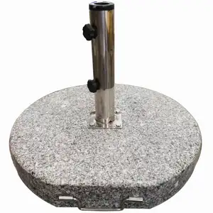60KGS Round Granite Umbrella Base Stand Triangle Steel Plate 3 Hole