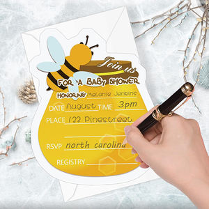 Honey Bumble Bee Themed <strong>Party</strong> Supplies Invites with Envelopes Baby Shower <strong>Invitations</strong> for <strong>Boys</strong> or Girls - Product Image 2