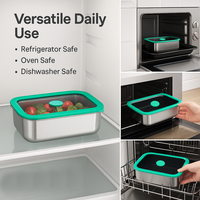 Boîte à lunch en acier inoxydable 18/8 avec couvercle en verre, adaptée aux étudiants et au bureau, résistante au four, ensemble de boîtes bento portables