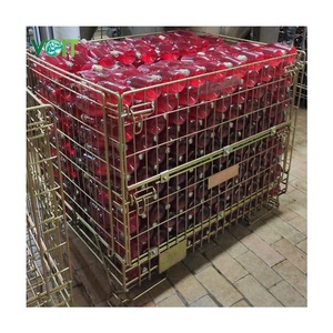 Contenedor de malla de alambre galvanizado apilable para transporte de bodega para botella de vino - Product Image 1
