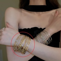 Juego de Brazaletes Anchos de Acero Inoxidable con Baño de Oro de 18K y Diseño Martillado, para Mujer, Brazalete para la Parte Superior del Brazo