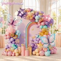 Kit d'arche de guirlande de ballons papillon, ballons en latex macaron et ballons en aluminium papillon pour la décoration d'anniversaire de filles et de baby shower