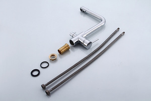 Robinet mélangeur de cuisine de luxe en laiton de haute qualité, à deux têtes, finition chrome cuivre, modèle 3013 - Product Image 6