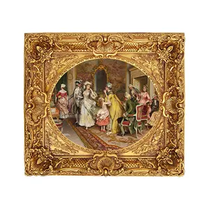 Alta qualidade 3d clássico barroco ouro antigo polyresin picture frame molduras de espelho do banheiro da parede oval molde