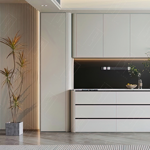 <span class=keywords><strong>Buffet</strong></span> Minimaliste Bicolore Écologique et Durable avec Portes et Tiroirs à Fermeture Douce pour Maison et Appartement Modernes - Product Image 1