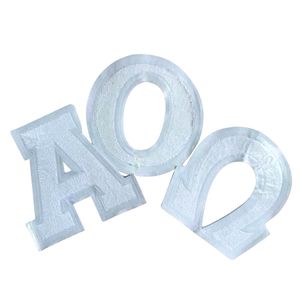 Patchs en chenille de 6 pouces avec lettres grecques Alpha Omega séparées, lettres blanches en feutre double, applique thermocollante pour sororité et fraternité - Product Image 2