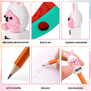 Ensemble de papeterie scolaire promotionnel écologique et coloré pour l'école primaire, la <span class=keywords><strong>maternelle</strong></span> et l'école primaire, crayons en bois HB à tête de dessin animé - Product Image 3