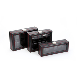 Boîte de rangement pour montres et bijoux en PU à 6 emplacements avec fenêtre en verre, verrouillable, pour collection de montres et bijoux, organisateur, coffret cadeau - Product Image 2